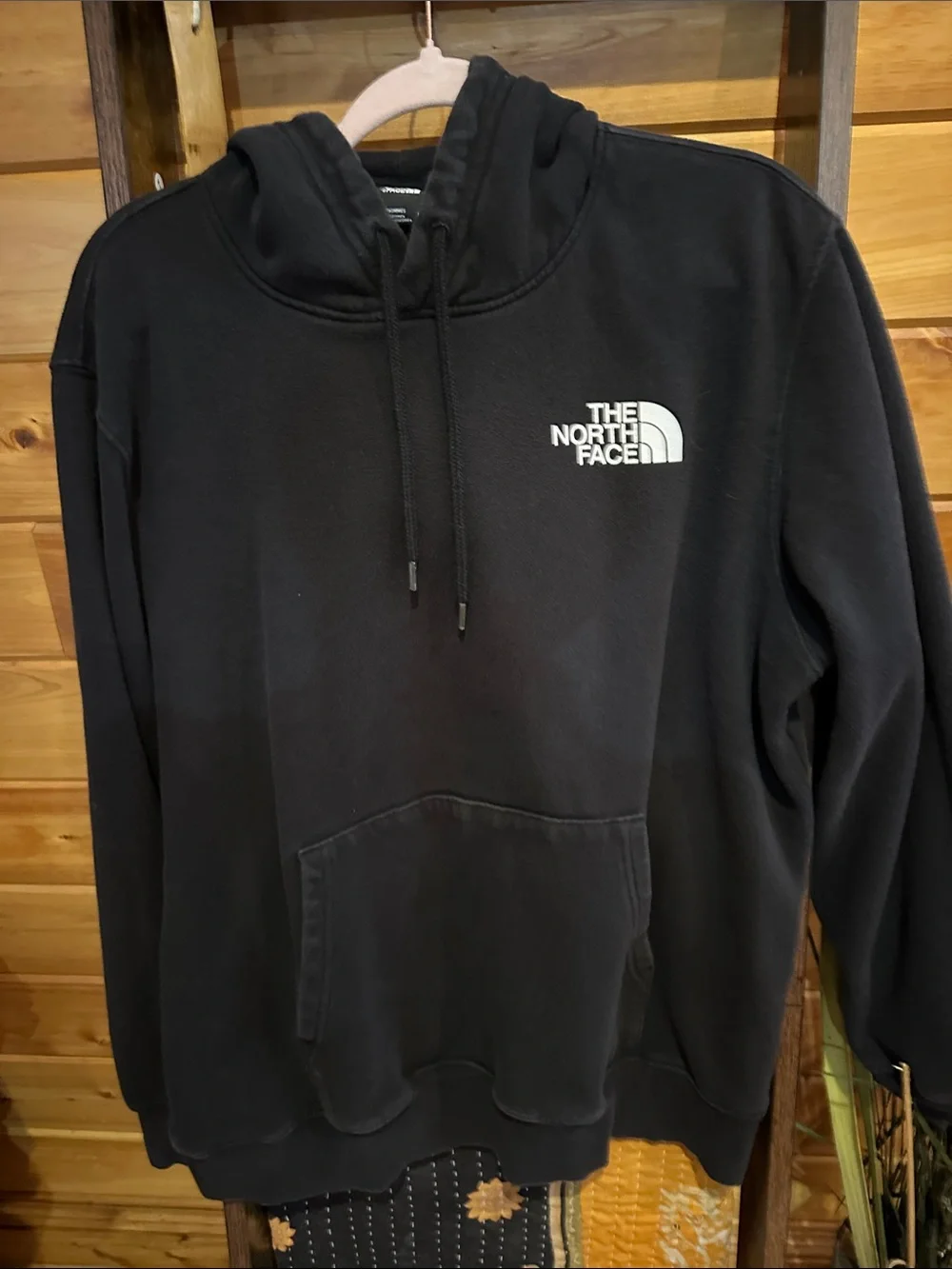 The North Face Black Pullover Hoodie with White Logo Square